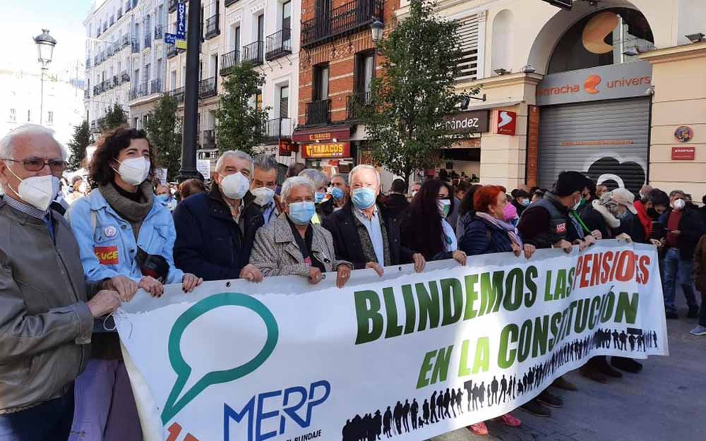 Manifestantes en la protesta organizada por la MERP en Madrid