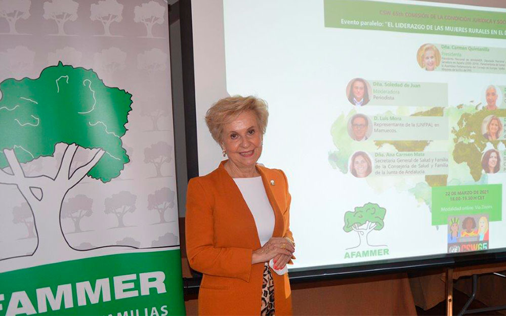 Carmen Quintanilla, presidenta de AFAMMER y comisionada de Personas Mayores y Mundo Rural de la PMP Carmen Quintanilla