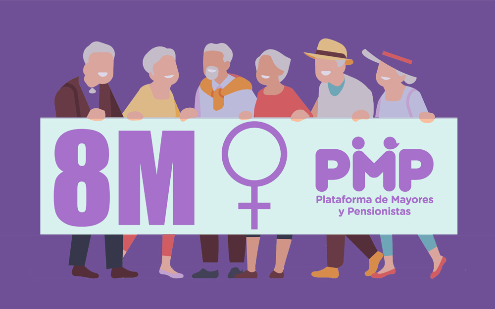 La Plataforma se suma a la conmemoración del Día Internacional de la Mujer poniendo de relieve la falta de visibilidad del colectivo de las mujeres mayores Cartel la PMP conmemorativo del Día Internacional de la Mujer