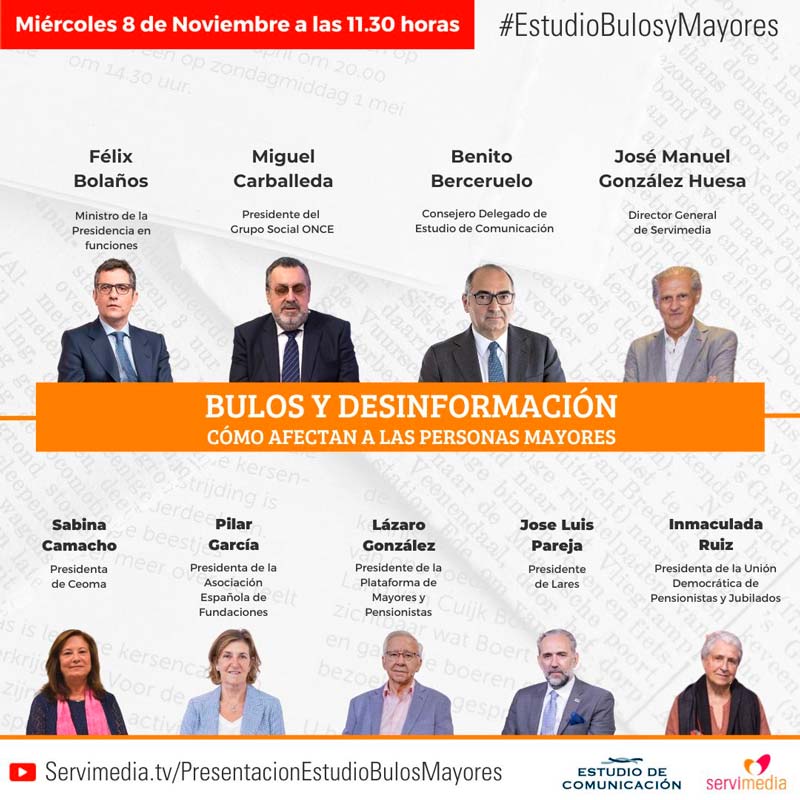 Cartel del diálogo 'Bulos y desinformación' organizado por Servimedia