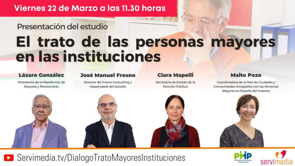 Cartel con los participantes en el diálogo