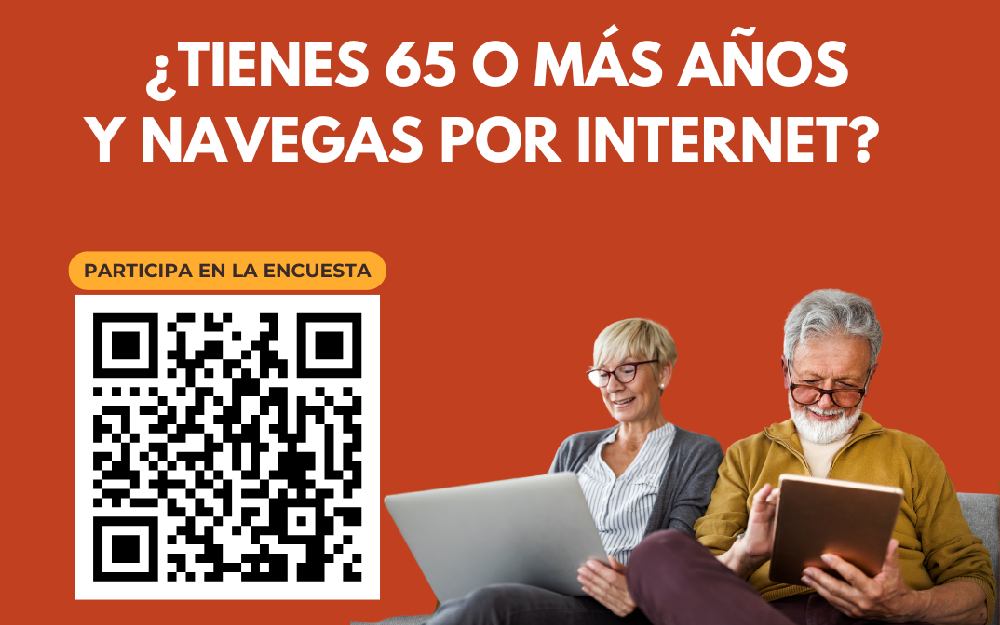 La Unión Democrática de Pensionistas y Jubilados de España (UDP) lanza una consulta pública para detectar necesidades, barreras y usos digitales entre la población de 65 o más años QR para participar en la encuesta