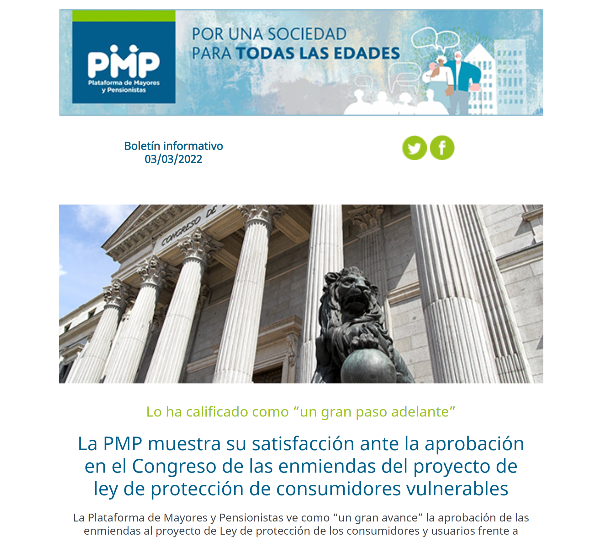 La Plataforma de Mayores y Pensionistas lanza su newsletter, Imagen de la Newsletter
