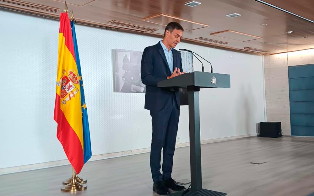 Pedro Sánchez en el Imserso durante el anuncio del nuevo real-decreto ley