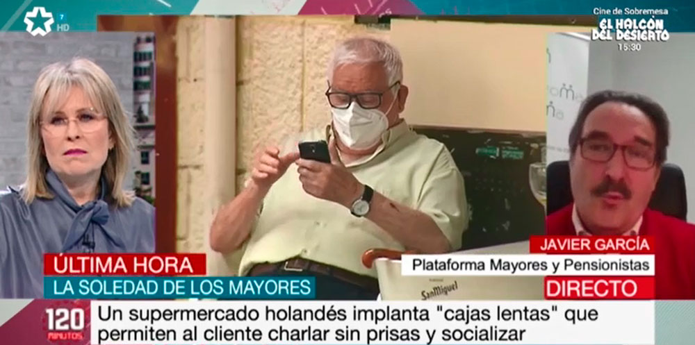 Javier García, miembro de la Junta Directiva de PMP, intervino en el programa "120 Minutos" de Telemadrid