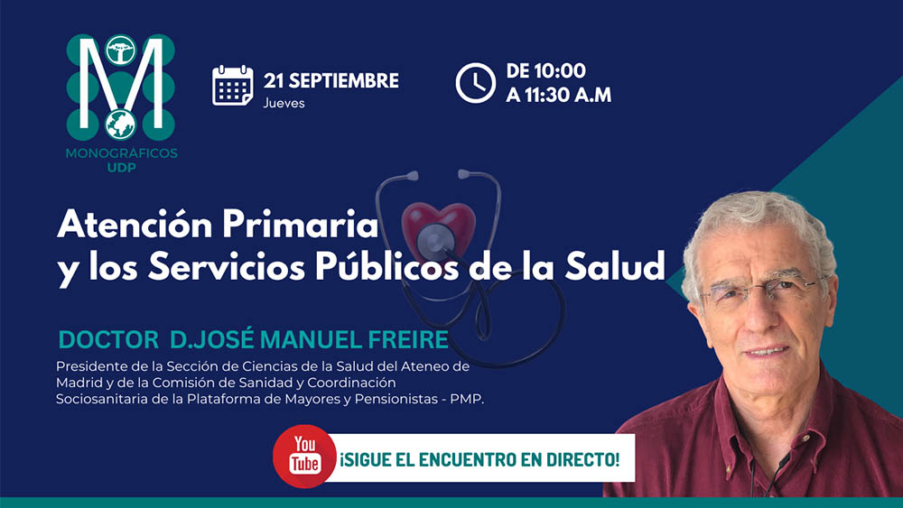 Cartel del encuentro 'Atención Primaria y los Servicios Públicos de la Salud', organizado por Mayores UDP.