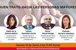 Cartel con los participantes en el diálogo sobre buen trato a las personas mayores.