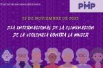 Creatividad, con fondo morado, del Día Internacional de la Eliminación de la Violencia contra las Mujeres