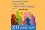 Cartel del XII Congreso Notarial bajo el título El envejecimiento de la sociedad, principal desafío del siglo