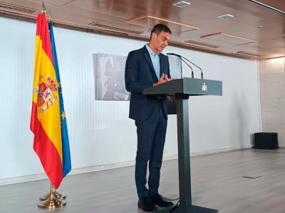 Pedro Sánchez en el Imserso durante el anuncio del nuevo real-decreto ley