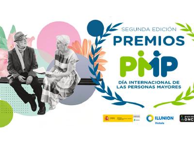Dos ancianos sentados protagonizan la cabecera de los premios PMP