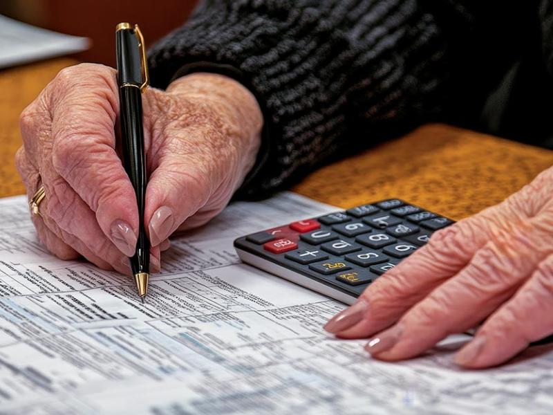 Una persona rellena a mano un documento