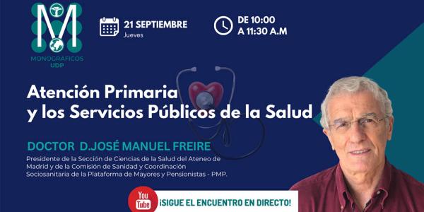 Cartel del encuentro 'Atención Primaria y los Servicios Públicos de la Salud', organizado por Mayores UDP.